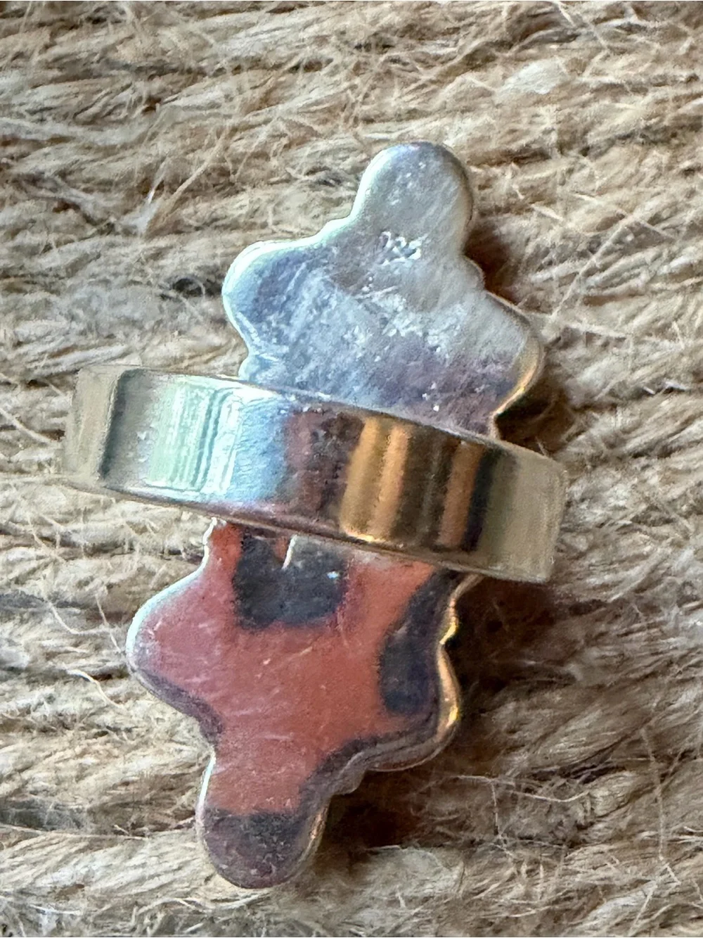 Turquoise and Palomino  Stone Flower Sterling Silver Ring - Stamped 925